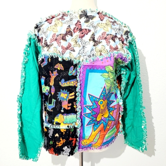 NEW Colorful Handmade Shag Jacket  Patchwork Cotton Artisan Crafted Size Small - Picture 1 of 8